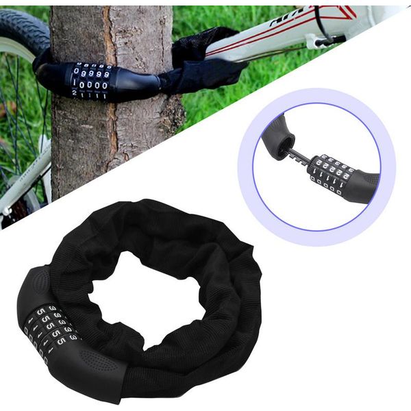 Jiubiaz Lucchetto Per Bicicletta 120Cm Lucchetto A Catena Lucchetto A Combinazione Nero-image