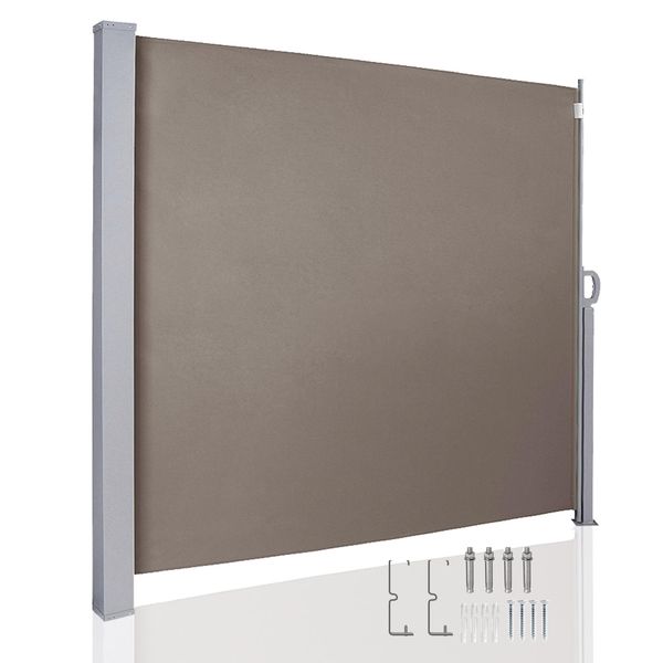 Fiqops Tenda Da Sole Laterale Schermo Privacy 180*300Cm Tenda Da Sole Parete Laterale Protezione Solare Tenda Da Sole Parete Campeggio Marrone-image