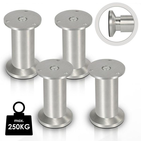 Jiubiaz 4X Piedini Per Mobili Piedini In Alluminio Diametro 40 Mm Altezza 150 Mm Nero Altezza Regolabile-image