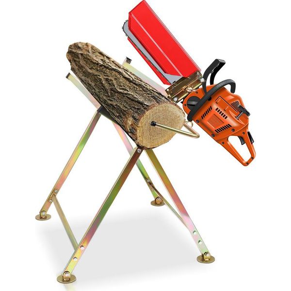 Swanew Cavalletto Con Supporto Per Motosega, Protezione Per Catena, Asta Di Misurazione, Fino A 150 Kg, Telaio Pieghevole Per Sega, Metallo, Oro, 1 Pezzo-image