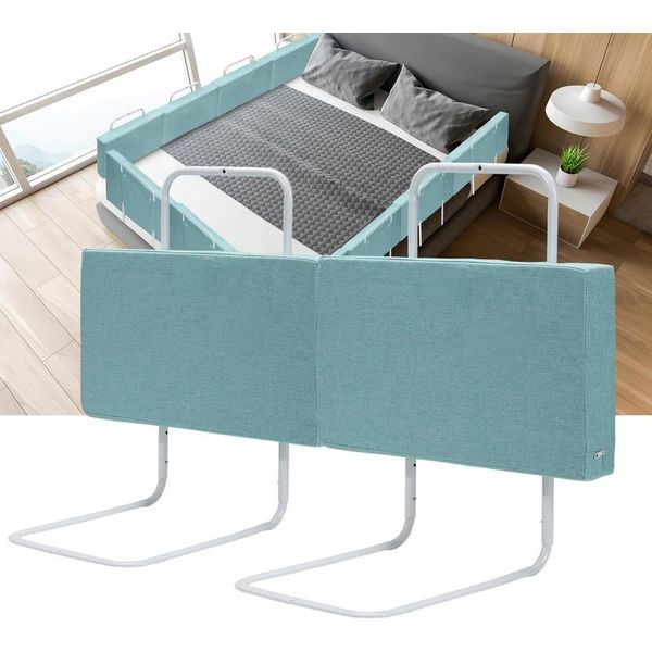 Yakimz Sponda Letto Protezione Anticaduta 50Cm Per Bambini Sponda Per Letto Per Bambini Regolabile In Altezza Protezione Laterale Regolabile A 5 Fori 2 Pezzi Verde-image