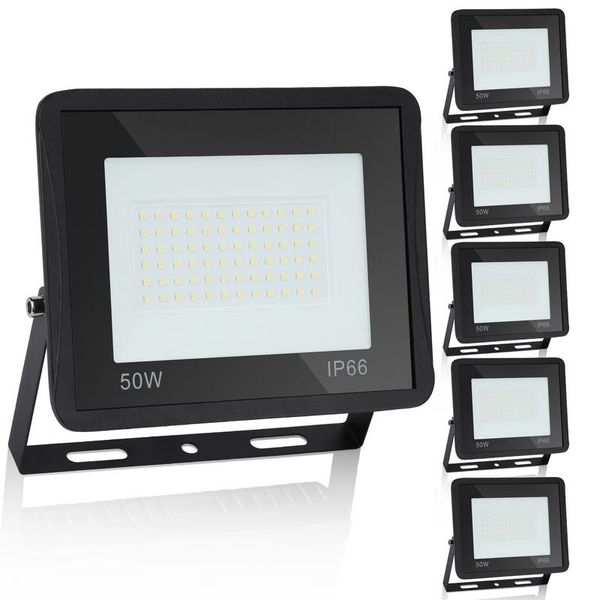 Yakimz 5X 50W Proiettore Led Proiettore Led Impermeabile Proiettore Da Esterno Luce Di Sicurezza Da Esterno Per Giardino Garage Bianco Freddo-image