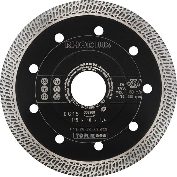 Rhodius 303900 DG15 Diamond Cutting Disc Diameter 115 Mm Bore Diameter 22.23 Mm Tiles, Ceramic 1 Pc(S)-image