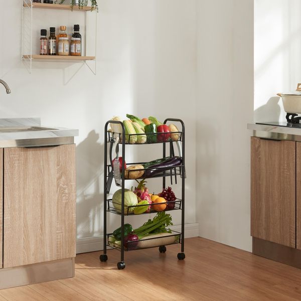 Carrello 'Tromsø' Carrello Portavivande A 4 Livelli 83X44X26Cm Nero-image