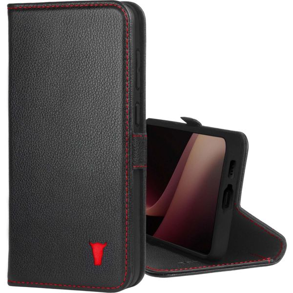 Torro Custodia In Pelle Per Galaxy S24+ (Con Funzione Stand) - Nero Con Dettagli Rossi-image