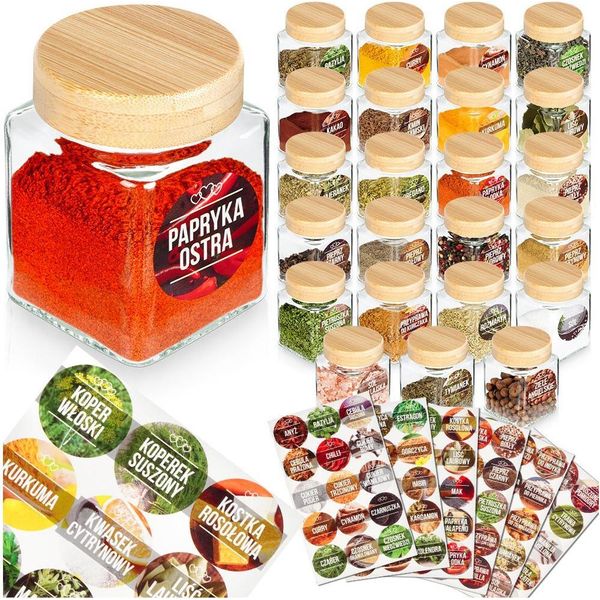 Contenitore Per Spezie In Vetro Da 100 Ml 24 Pezzi + 90 Adesivi-image
