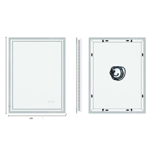 Specchio Da Bagno, Illuminazione A Led, Tecnologia Antiappannamento, 23,6 X 31,5 Pollici-image