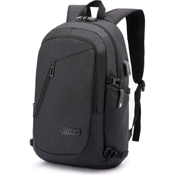 Zaino Per Computer Portatile, Zaino Antifurto Da Viaggio Per Uomini E Donne Con Blocco Di Ricarica Della Porta Usb, Scuola Universitaria Impermeabile Sottile E Durevole-image