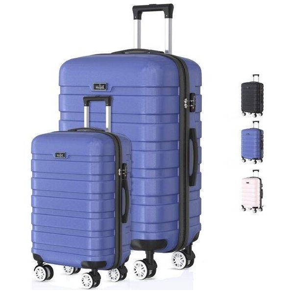 Voyagoux® Revelation - Set Di Valigie Da Viaggio S/L - Valigia - 2 Pezzi - Valigia Da Viaggio Con Rotelle - Blu - Chiusura Tsa-image