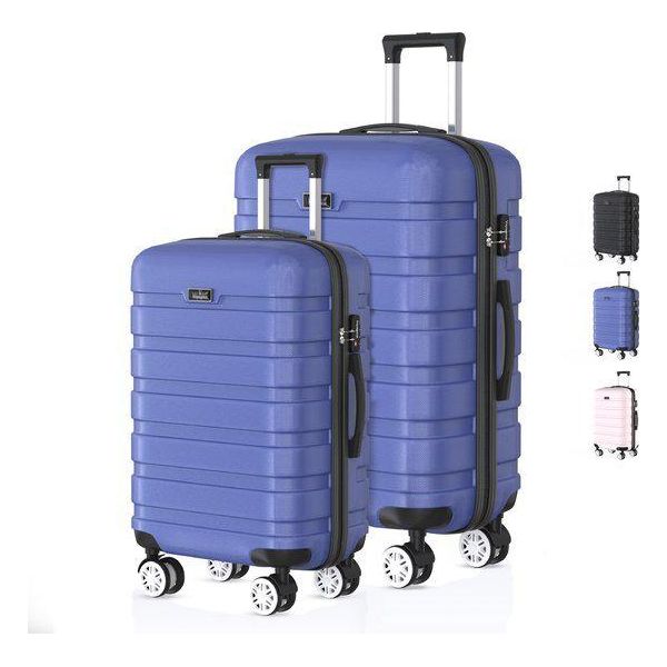 Voyagoux® Revelation - Set Di Valigie Da Viaggio S/M - Valigia - 2 Pezzi - Valigia Da Viaggio Con Ruote - Blu - Chiusura Tsa-image
