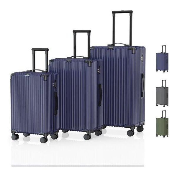 Voyagoux® - Set Di Valigie Da Viaggio - 3 Pezzi - Valigia Da Viaggio Con Rotelle - Blu Scuro - Chiusura Tsa-image