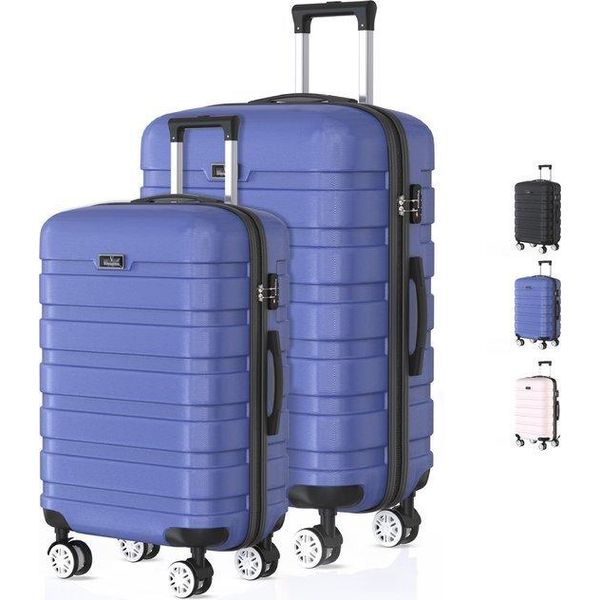 Voyagoux® Revelation - Set Di Valigie Da Viaggio M/L - Valigia - 2 Pezzi - Valigia Da Viaggio Con Ruote - Blu - Chiusura Tsa-image