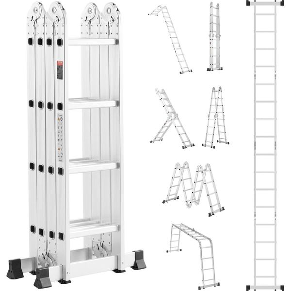 Scala Multifunzionale Vevor, Scala Multiuso 7 In 1, Telaio Della Scala 4600 Mm, Scala Regolabile Ad Alte Prestazioni, Portata 150 Kg, Adatta Per Uso Domestico Esterno-image