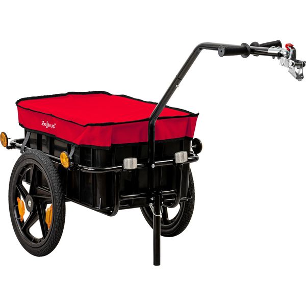 Rimorchio Per Bicicletta Zelsius Con Copertura, Rosso, Carrello Di Trasporto, Carrello Per Bicicletta, Rimorchio Per Bicicletta-image