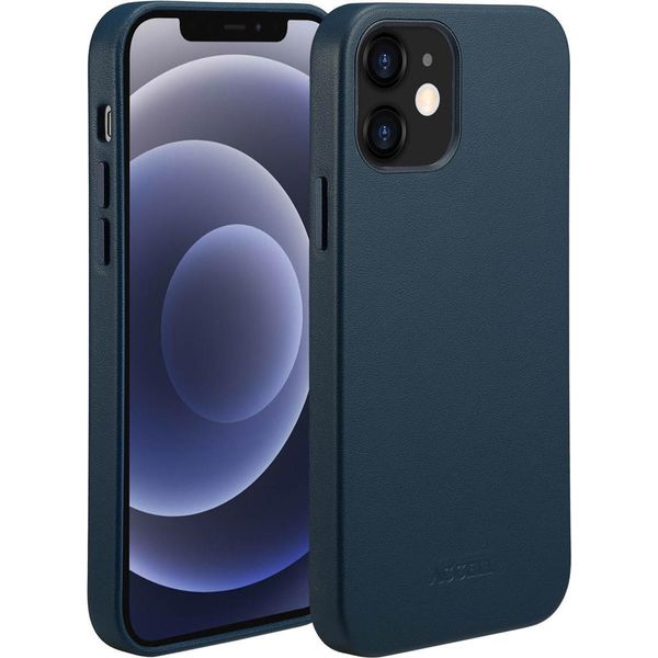 Custodia Per Iphone 12/ Iphone 12 Pro - Vera Pelle - Custodia Rigida/Cover Accezz - Blu Scuro-image