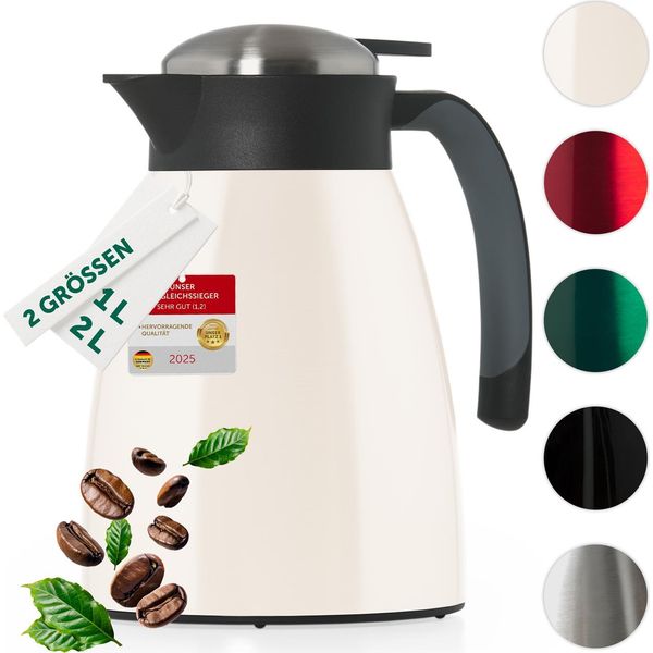 Caraffa Thermos Blumtal® Da 1 Litro Bianco Sporco - Caraffa Thermos In Acciaio Inox Senza Bpa, A Prova Di Perdite, Con Punta Rapida Per Tè E Caffè-image