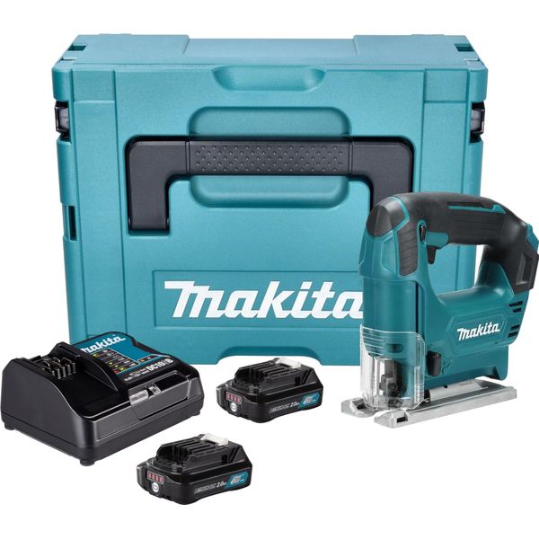 Seghetto Alternativo A Batteria Makita Jv 101 Dsaj 12 V Max. 65 Mm + 2X Batteria Ricaricabile 2,0 Ah + Caricabatterie + Makpac-image