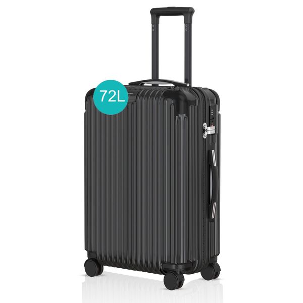 Voyagoux® - Valigia Da Viaggio Media - 72L - Valigia - Valigia Da Viaggio Con Ruote - Nero - Chiusura Tsa-image