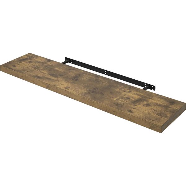 Scaffale A Muro - Scaffale Galleggiante - 110 X 22,9 X 3,8 Cm - E1 Mdf Con Pvc - Stile Moderno - Necessità Di Foratura - Robusto E Durevole - Marrone Rustico-image