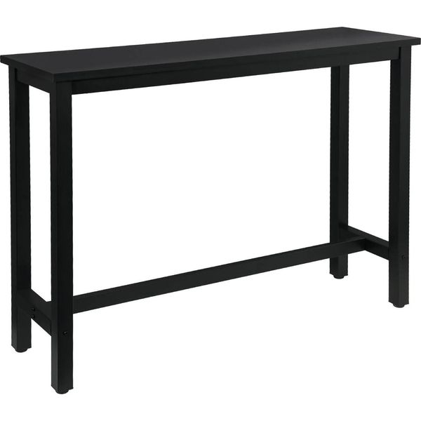 Tavolo Bar Da Cucina - Tavolo Bar Alto - 140X40X100 Cm - Piano In Mdf E1 - Robuste Gambe In Metallo - Rettangolare - Per 2 Persone - Nero-image