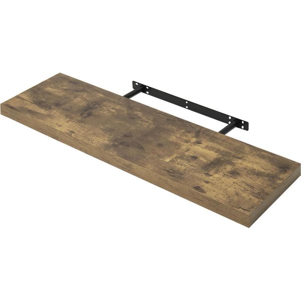 Scaffale A Parete Galleggiante - Scaffale Per Libri/Display - Lunghezza 100 Cm - E1 Mdf Con Pvc - Stile Moderno - Necessità Di Foratura - Robusto E Durevole - Per Libri E Quadri - Marrone Rustico-image