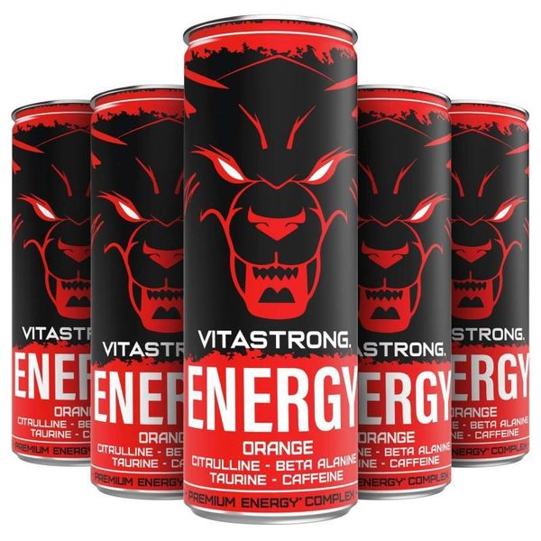 Vitastrong Energy X12 Orange 330 Ml - Bevanda Energetica Senza Zucchero In Lattina Con Caffeina, Aminoacidi E B12 Per Lo Sport, Il Lavoro E La Vita Quotidiana-image