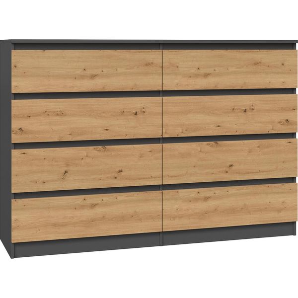 Cassettiera Larga Con Cassetti Taavi - Rovere Artisan / Antracite-image