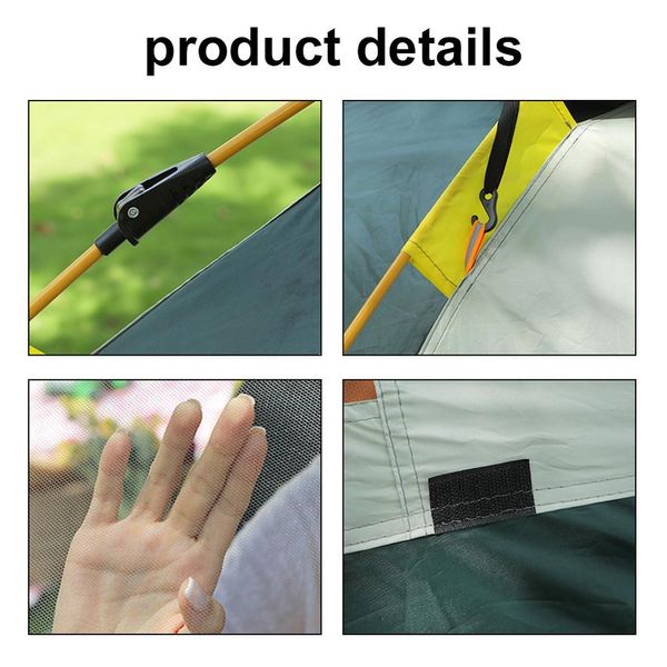 3-4 Persona Camping Dome Tent Quick Setup Outdoor Tent Antivento E Antipioggia Protezione Ultravioletta Con 2 Porte E 2 Finestre Per Campeggio All'aperto Escursionismo Zaino Spiaggia-image
