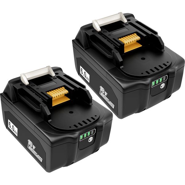 2-Pack 18V 6,0Ah Li-Ion Batteria Di Ricambio Per Makita BL1850 BL1815 BL1820 BL1830 BL1835 BL1840 BL1845 BL1850B BL1860 LXT400-image
