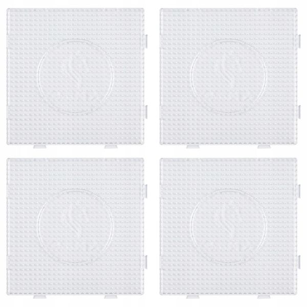 La Manuli 4X Piastre Per Perline, Set Per Chiodini, Quadrato (14,5 X 14,5 Cm), Per Perline Da 5 Mm Formato Midi, Trasparente-image