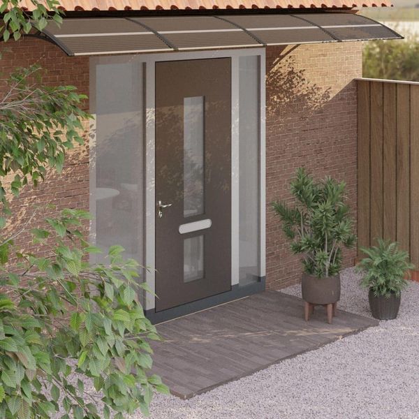 The Living Store Tettoia Per Porta Nera 350X80 Cm In Policarbonato-image