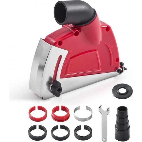 Cuffia Di Aspirazione Per Smerigliatrice Angolare - Compatibile Con 100-125 Mm - 6 Dischi Di Serraggio - Colore Rosso-image