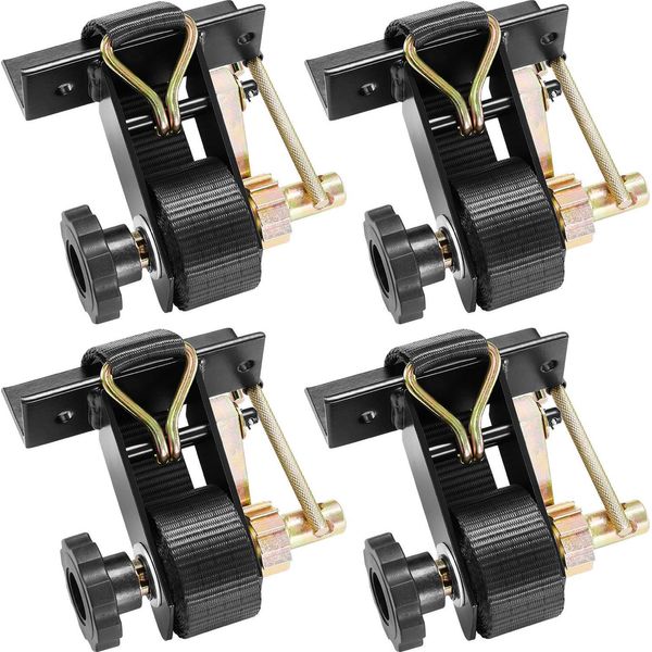 Succebuy Cinghie Di Tensione Per Telai Di Scale, Adatte Per Fissaggi A Tubo Quadro, 38 Mm X 2,25 M, Cinghie A Cricchetto Con Ganci A J, Portata 226,8 Kg, Cinghie Di Carico Con Chiusura A Fibbia (Set Di 4)-image