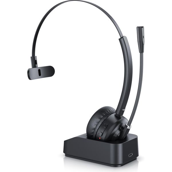 Csl Wireless Headset Mono, Bluetooth, Stazione Di Ricarica, Cuffie Con Microfono Flessibile, Nero-image