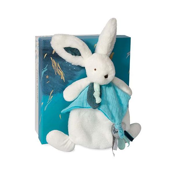 Doudou Set Regalo - Coniglio Di Peluche Con Sgabello 25 Cm Blu-image