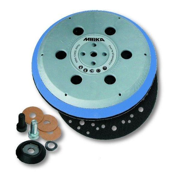 Disco Mirka Klett (Unipad) Duro Ø 150 Mm 61 Fori 5/16" + Filettatura M8, Incl. Cuscinetto Di Protezione, Adatto Per 6 Fori, 6+1 Fori, 9 Fori, 15 Fori, Abranet Velcro (1 Pz)"-image