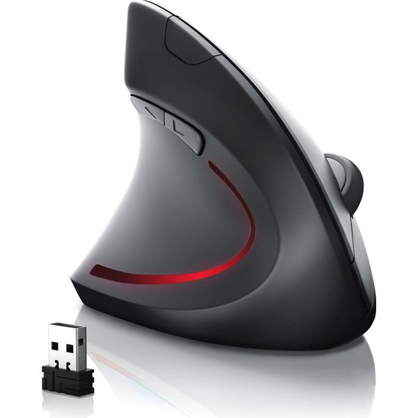 Mouse Ergonomico Csl, Senza Fili, Mouse Verticale Ottico Senza Fili Per Mancini, Contro Il Braccio Del Mouse/Braccio Da Tennis-image