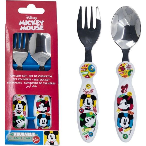 Set Di Posate Per Bambini Mickey Mouse | Topolino | 2 Pezzi Forchetta, Cucchiaio-image