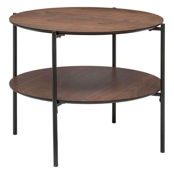 Tavolino Rotondo "Kemi"" Impiallacciato Noce E Metallo - D.63 -2 Cm - Atmosphera CréAteur D'intéRieur"-image