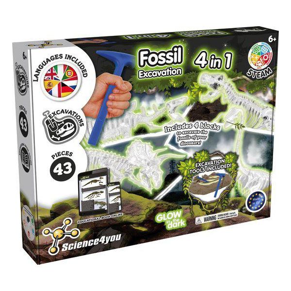 Science4You Science4You Fossil Excavation 4 In 1 Glow In The Dark-image