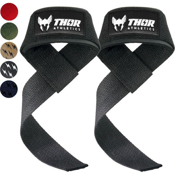 Thor Athletics Ausili Per La Trazione Per L'allenamento Della Forza E Il Powerlifting - Cinghie Per L'allenamento Della Forza Con Ganci Per Uomini E Donne - Nero-image