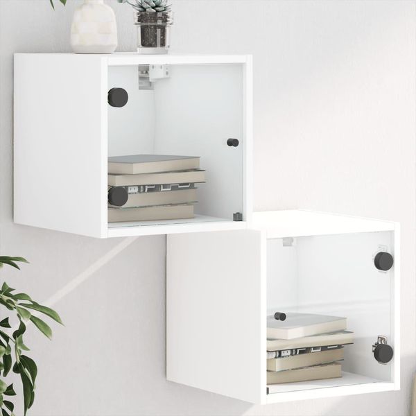 Bei Cloris Comodini Con Ante In Vetro 2 Pz. Bianco 35X37X35 Cm - Comodini E Armadietti Nuovo2839706 1Pacco-image