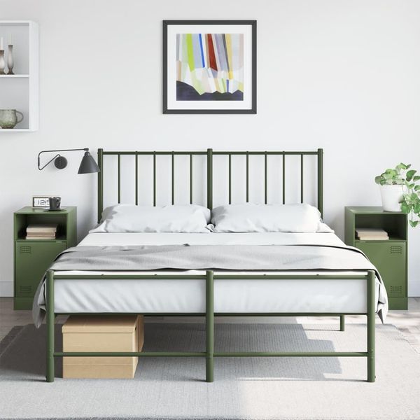 Maison Exclusive - Comodini 2 Pz. Verde Oliva 34,5X39X62 Cm Acciaio-image
