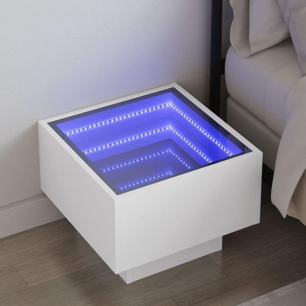 Maison Exclusive - Comodino Con Led Infinity Bianco 40X40X30 Cm-image