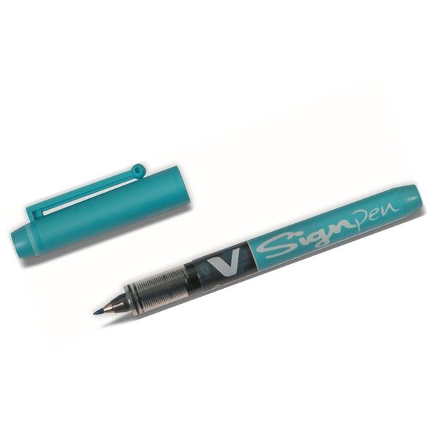 Penna Con Punta In Fibra V Sign Pen 0,6 Mm Punta Tonda Blu Chiaro Confezione Da 12-image