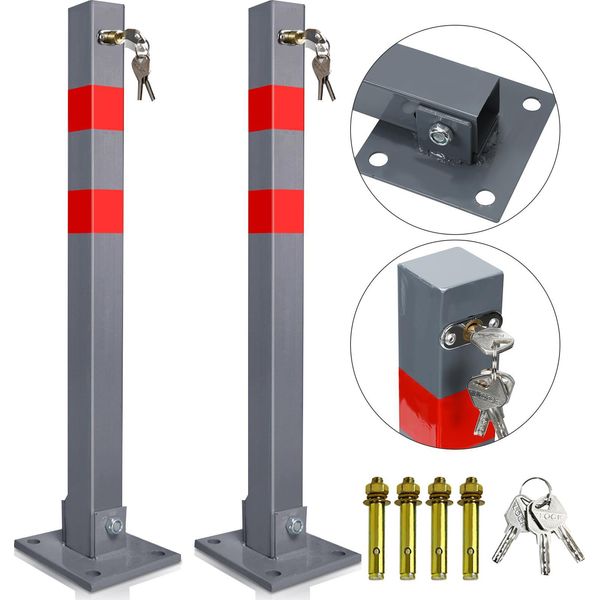 Jayseuw Barriera Post 2X Parcheggio Barriera Pieghevole 66Cm Bloccabile In Acciaio Inox-image