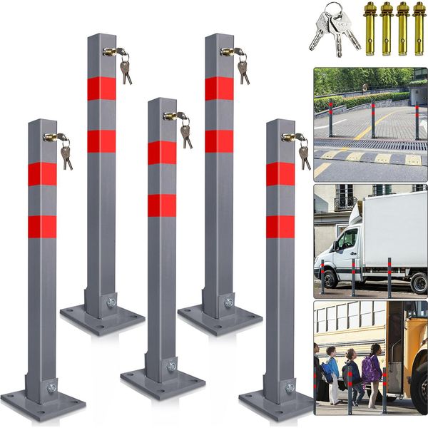Bettizia Barriera Post 5X Barriera Parcheggio Pieghevole 66Cm Bloccabile In Acciaio Inox-image