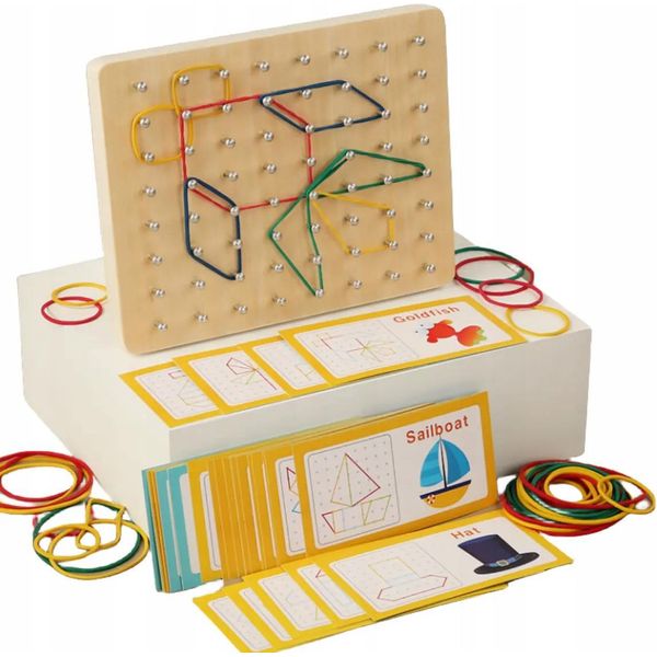 Puzzle Creativo In Legno Montessori In Gomma Per Imparare A Creare Forme-image