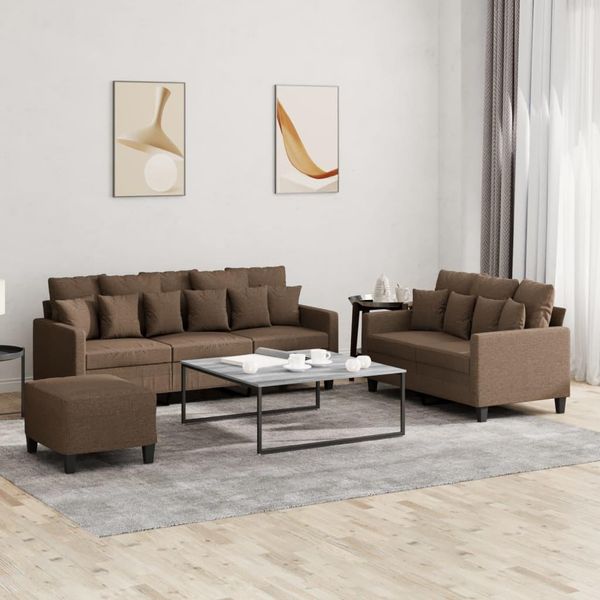 2025 Cloris Set Divano 3 Pezzi Con Cuscini Tessuto Marrone - Vendita Divani Classici4026195 3Parcel-image