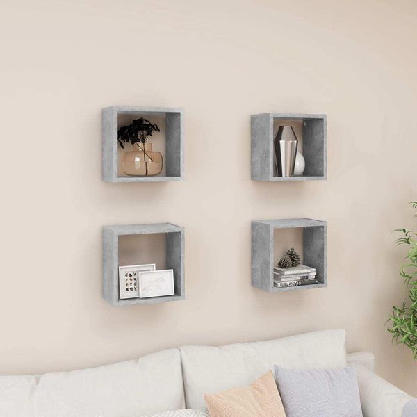 Mensole Di Design A Cubo 4 Pz. Grigio Cemento 26X15X26 Cm - Mensole Da Parete 2025 Nuovo2279317 1Pacco-image